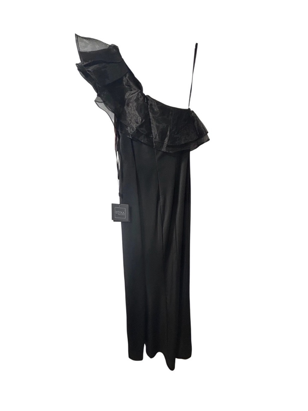 IEENA Mac Duggal Black One Shoulder Ruffle Organza Gown Dress 26372 Size 2 NEW - Picture 4 of 6